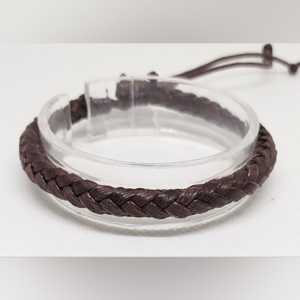 Men's leather bracelet braided brown new e50